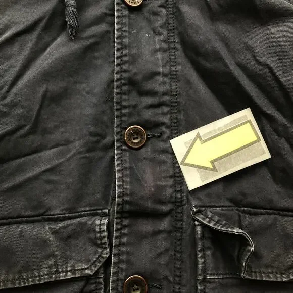 Abercrombie & Fitch Utility Military Heavy Jacket Womens Large Twill Zip Navy - Picture 4 of 11